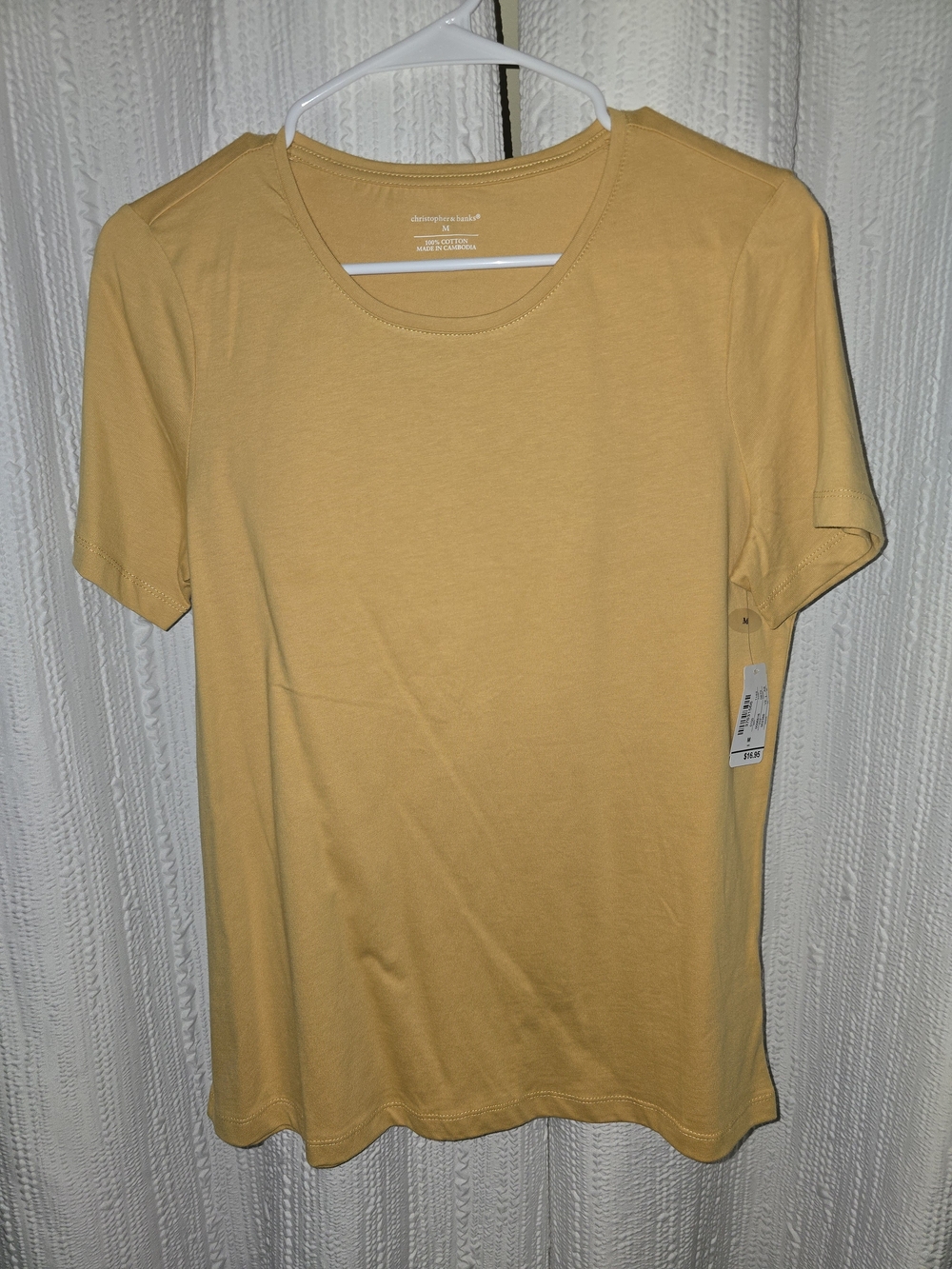 Christopher & Banks Womens M Short Sleeve Crew Tee in Mustard Yellow